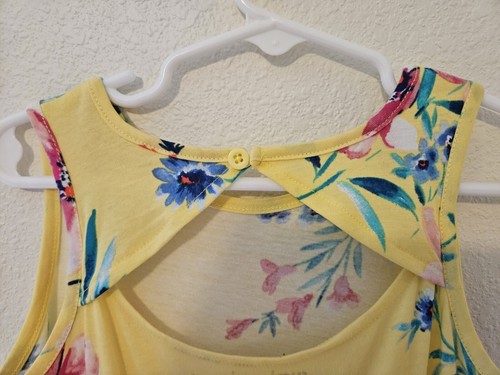 Size: S(6-7) Girls Yellow Floral Tiered Dress With Pockets - Picture 4 of 7