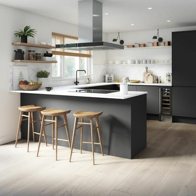 Magnet Luna Kitchen Unit Range Handleless Grey Gloss With Quartz Worktop 1999 Ebay