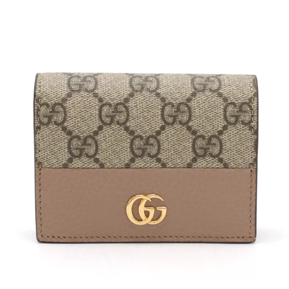 Gucci Double G G Gg Supreme Porte Carte Portefeuille Bifold Beige Rose Poussière Online Limite