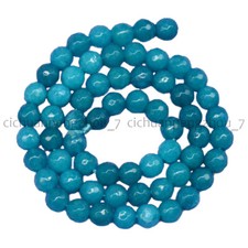 6mm Faceted Natural Blue Aquamarine Round Gemstone Loose Beads 15'' Strand
