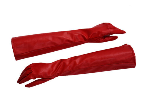 Pair of Stylish Red Solid Color PU Leather Long Gloves For Women Y6W15358 - Photo 1/8