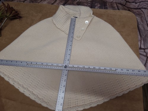 Gap Knit Girls Poncho Shawl S M Cream - Picture 6 of 6