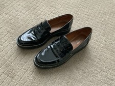 Women  s Franco Sarto Shinny Black Cassandra Loafers Size 8 M