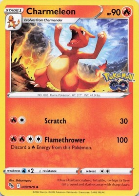 Charmeleon Uncommon Normal Pokemon GO 009/078 NM
