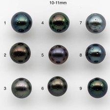 9-14mm Tahitian Pearl Round with High Luster and Natural Color with Blemishes,