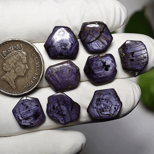 Lote Luminoso ~ 8 Piezas Zafiro Estrella Trapiche Natural 13mm-16mm Raras Piedras Preciosas Sueltas - Imagen 8 de 12