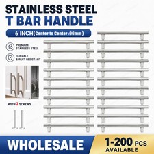 6in Modern Brushed Nickel Stainless Steel T Bar Cabinet Pulls Knobs Handles LOT