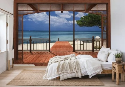Giant decor wallpaper Beach & Sea view from Villa Paradise Bedroom wall mural - Image 1 of 4