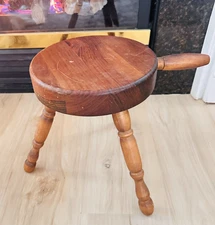 Wood Milking Stool Vermont Wood Specialties 3 Legs Legged Handle Plant Stand