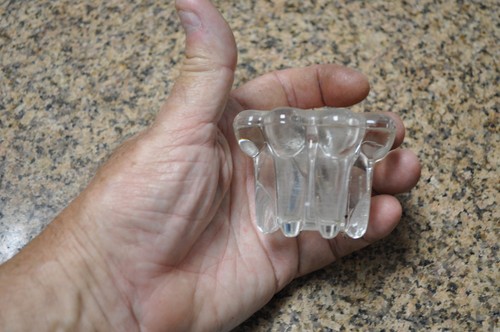 Vintage Clear Glass Candle Holder, used no markings , see pictures for more info