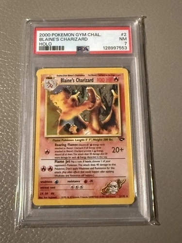 2000 Pokemon Gym Challenge Blaine's Charizard Holo #2 PSA 7