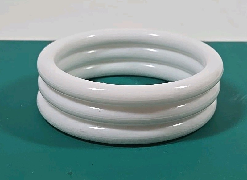 Vintage Lucite Plastic White Stackable Bangle Bra… - image 1