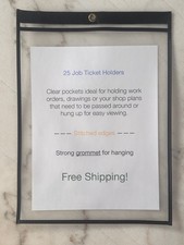 25 See-Through 9" x 12" Job Ticket Holders with Hanging Grommet - Made In USA