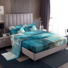 Turquoise Sheet Set Twin for Kids Boys,Teal and Grey Ombre Bed Sheets for Gir...