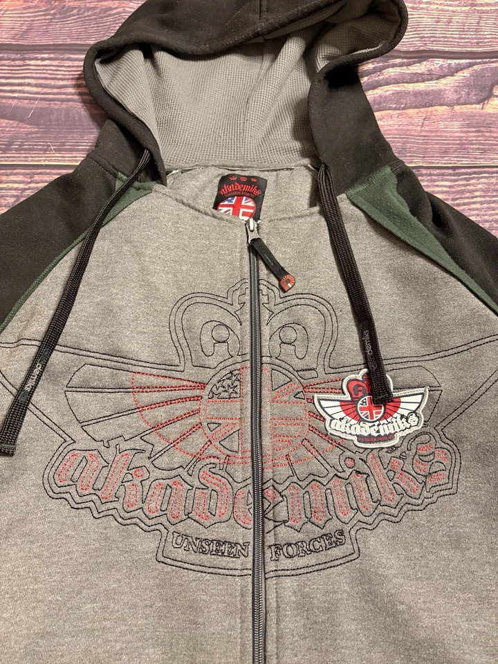 Vintage Akademiks Sudadera con Capucha Cremallera Hombre’s Talla XXL Foto 2 de 4