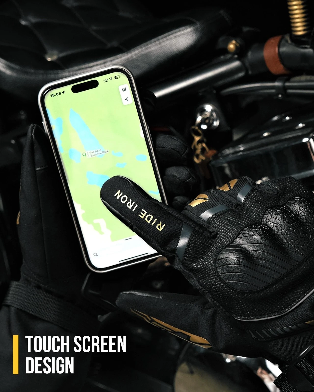 RIDEIRON Winter Motorcycle Gloves for Men & Women gold Large - product detail image 6