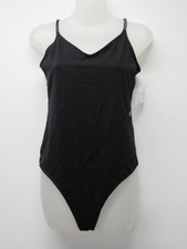 NWT American Eagle V Neck Double Spaghetti Strap Black Thong Bodysuit sz Large