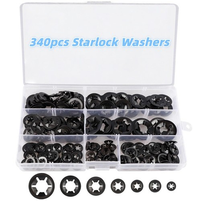 #ad 340PCS Internal Tooth Star Lock Spring Quick Washer Push on Speed Nut Assortmen $10.99