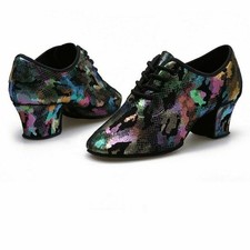 Damen Ballsaal Tanzschuhe Leder Latein Walzer Tango Weich Laufsohle Gold Neu