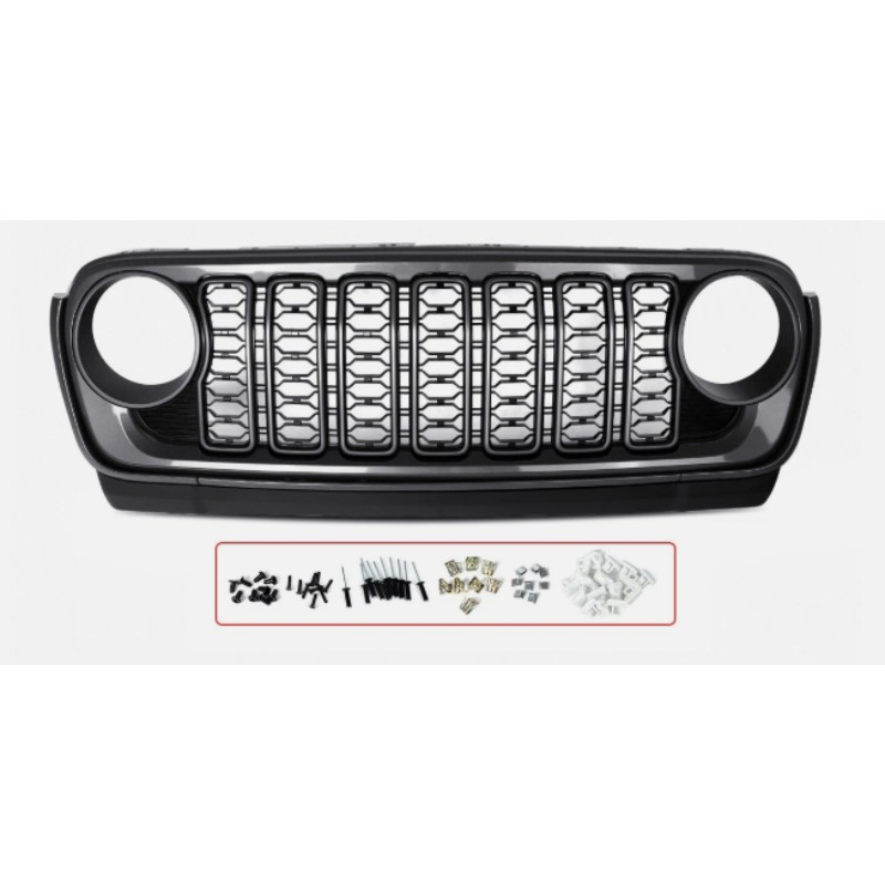 Painted Granite Crystal 2024 Upgrade Front Grille For 18-23 Jeep Wrangler JL JT
