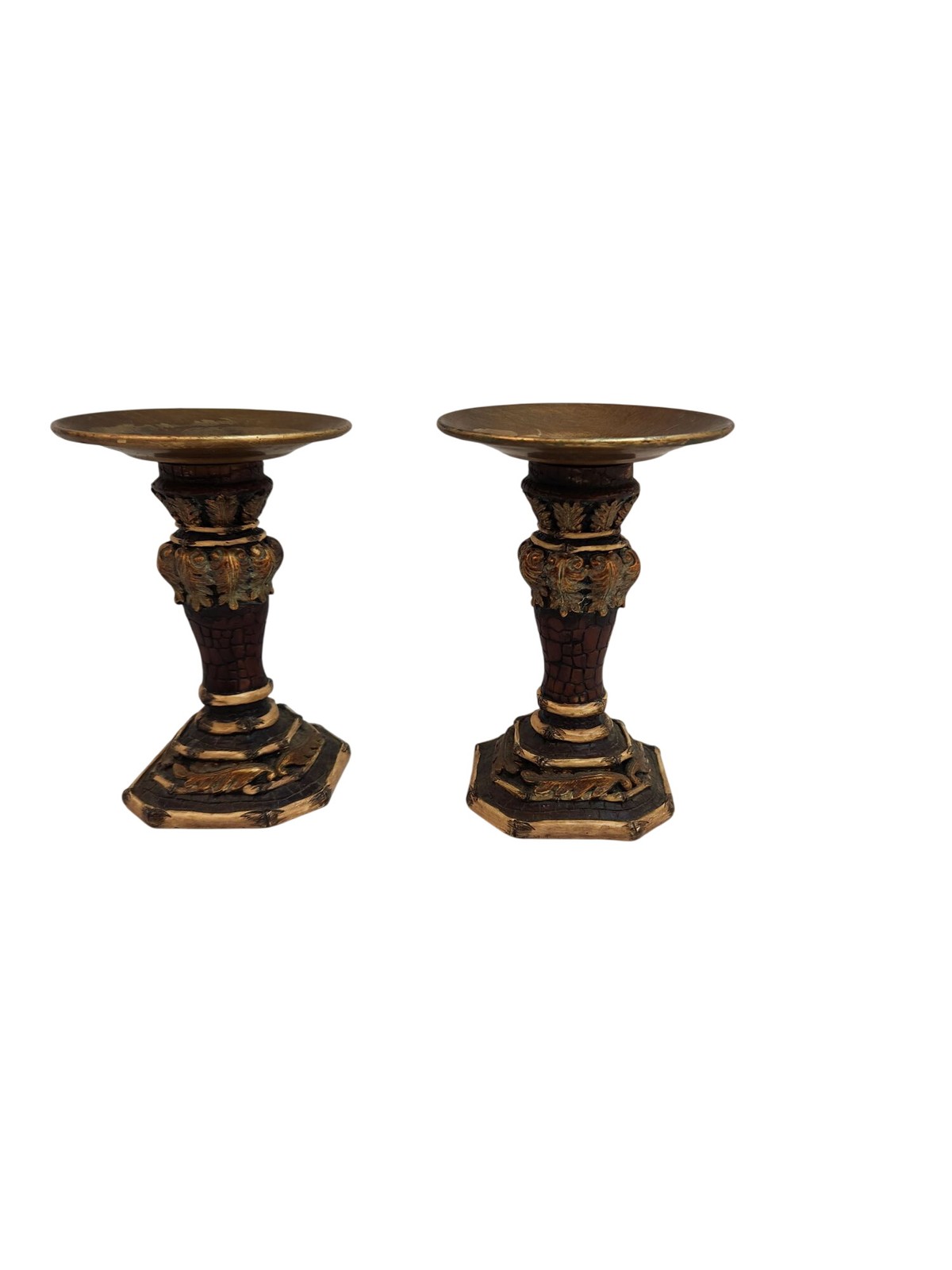 Taper Candle Holders Set Of 2 Axicon World Imports Brass-Look Candle Holders Wit