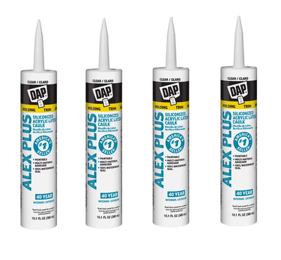 (4 Pack) Alex plus 10.1 Oz Clear All Purpose Acrylic Latex Caulk plus Silicone