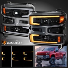 Fits 2019-2022 Chevy Silverado 1500 Switchback Led Drl Projector Headlights