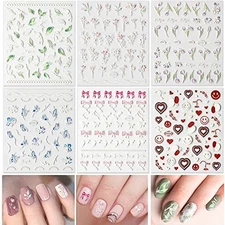 Set of 6 5D Nail Stickers, Lace Flower Stickers, Carved, Transparent, From Japan