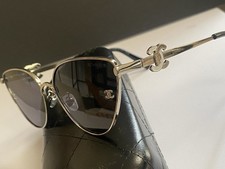CHANEL Women  s Sunglasses Black Square Frames Tinted Gray Lenses Logo Detail