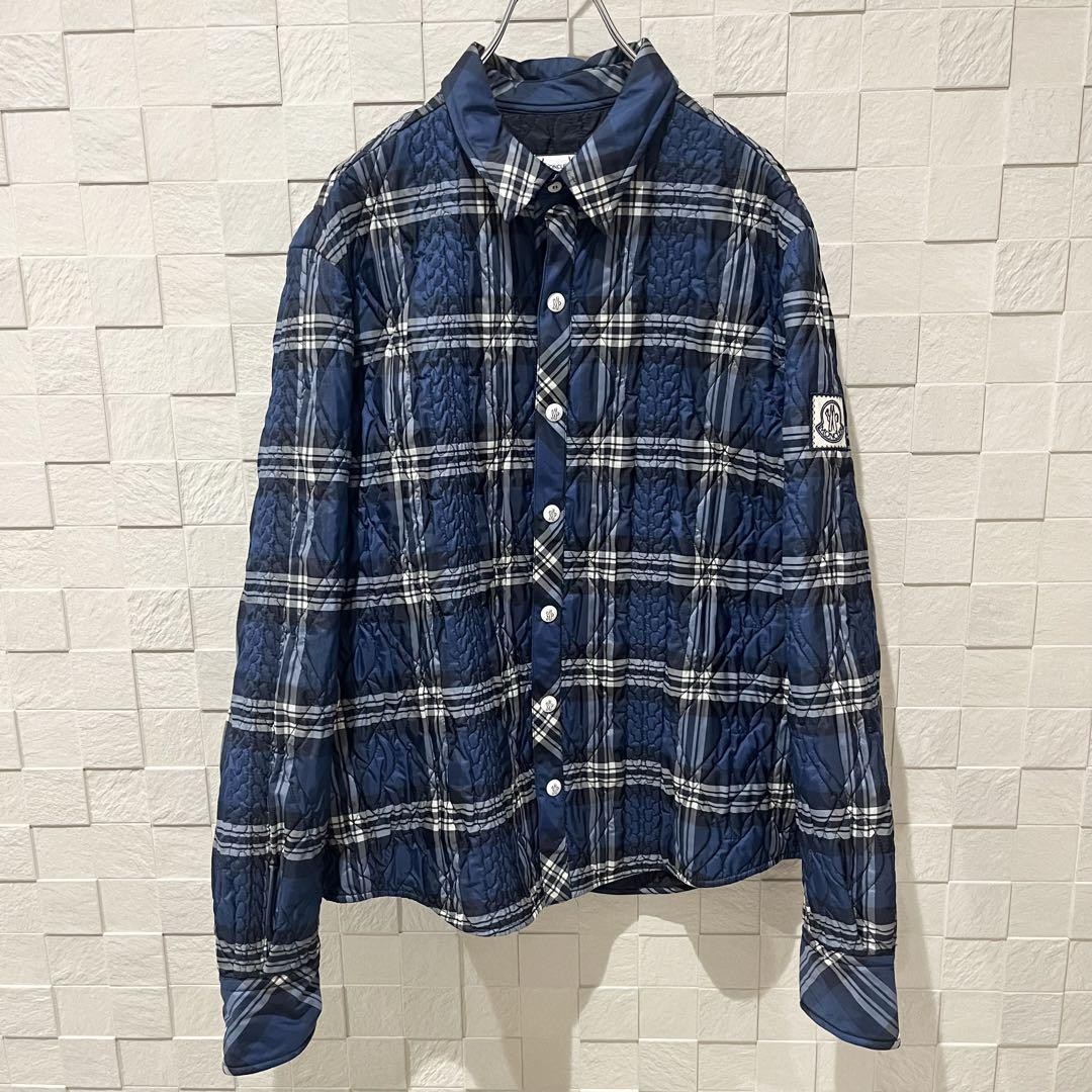Moncler Gum Blue Quilted Shirt Jacket Regular Fit Domestic