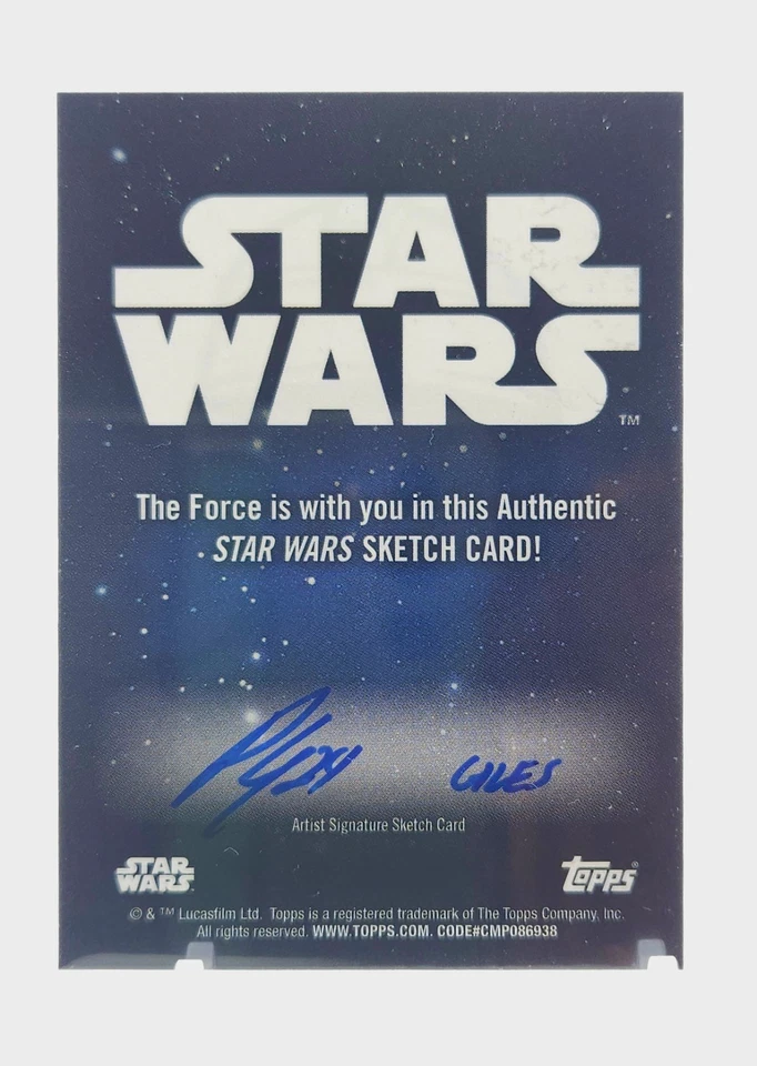 Tarjeta de boceto 2025 Topps cromada Star Wars Mandalorian 1/1 artista automática. 🔥💎 Foto 2 de 3