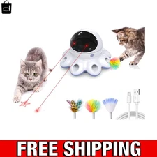 2-in-1 Interactive Cat Laser & Feather Toy - USB Rechargeable Fun for All Cats