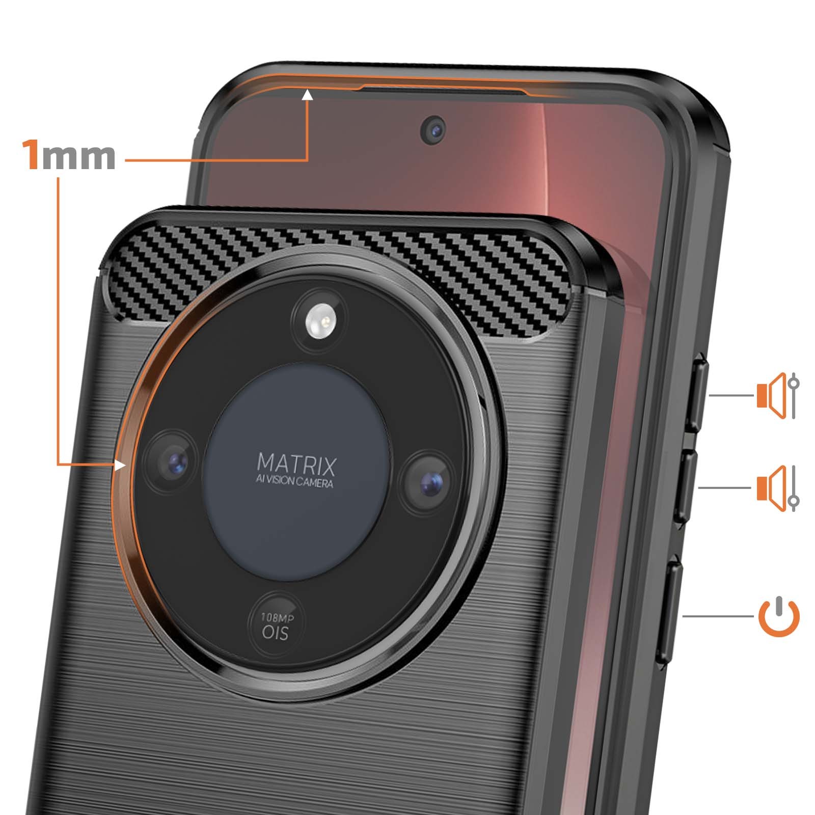 Coque Honor Magic 8 Lite antichoc texture carbone anti-empreintes
