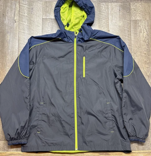 BCG Windbreaker Mens 2-Tone Navy Blue & Gray Sz XL Full Zip Pockets Hooded - product listing photo