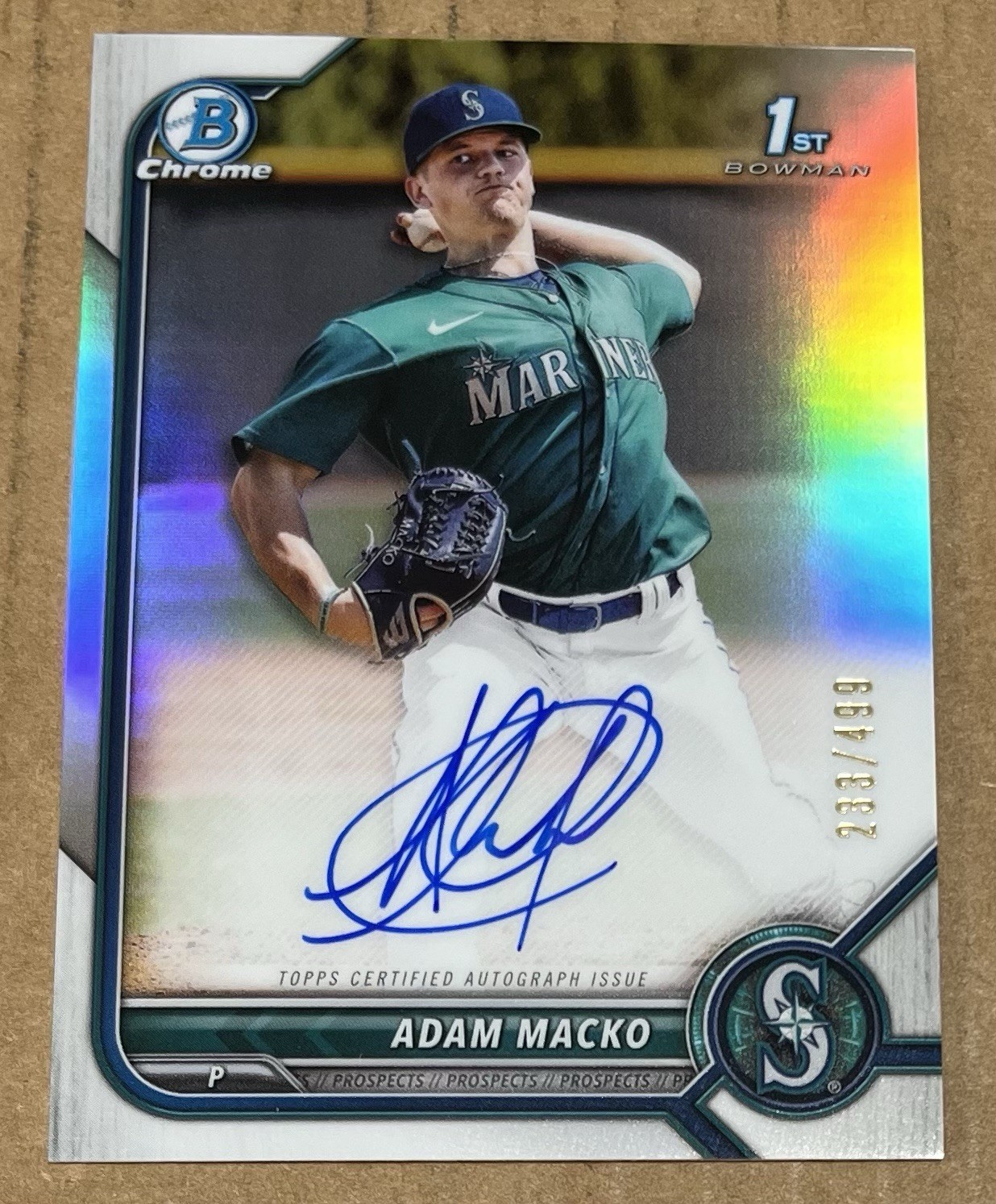 Adam Macko 2022 Bowman Chrome 1st AUTO REFRACTOR #233/499 Toronto Blue Jays