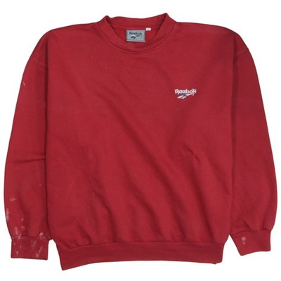 Reebok Herren Rot Rundhals Fleece Sweatshirt L Pullover Vintage Sportswear
