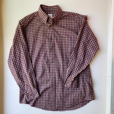 Brooks Brothers Madison Shirt Mens Medium Red Gingham Check Button Down Cotton