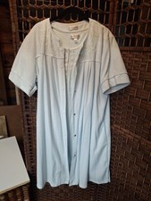 Miss Elaine Light Blue 2 Piece Robe  Nightgown Set Size XL Read Zipper Robe