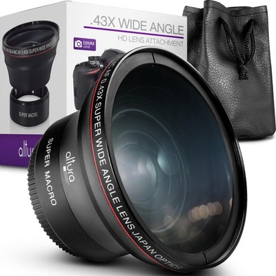 Altura Photo 58MM 0.43x HD Wide Angle Lens with Macro - Attaches 58MM, Black 