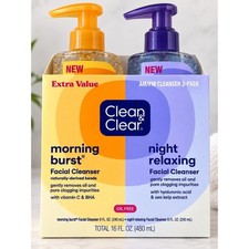 Clean Clear Morning Burst Night Relaxing Facial Cleanser 2-Pack 8 oz Each