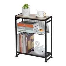 Small Side Table for Small Spaces Slim End Table with Magazine Holder Narrow