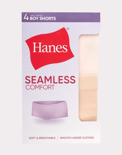 Hanes Girl's Tween Boyshort 4-Pack Underwear Seamless Comfortable Light Neutrals - Picture 2 of 5