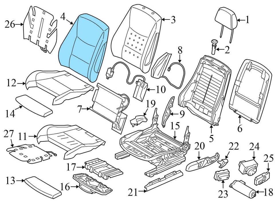 BMW 430I XDRIVE GRAN COUPE - Front Right Upper SEAT Backrest Cushion (Leather) - Image 4 of 4