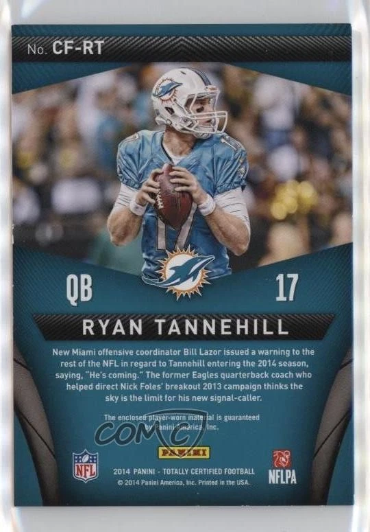 2014 Panini Totally Certified Certified Fabrics Ryan Tannehill #CF-RT - Image 2 of 2