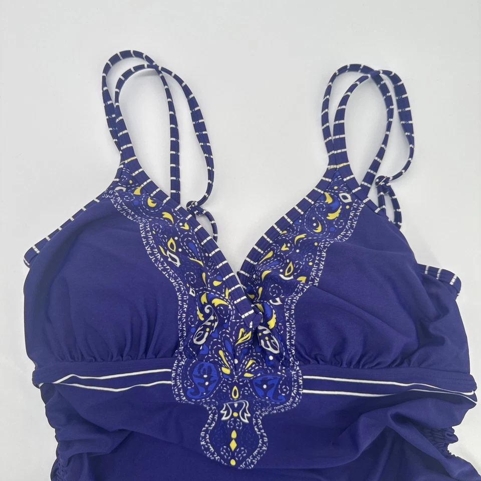 Athleta Bathing Suit Top Size Plunge Tankini 36 D-DD Paisley #54023 Adjustable - Image 4 of 4