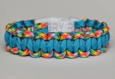 550 Paracord Survival Bracelet Slim - Birthday Cake & Light Blue - White Buckle