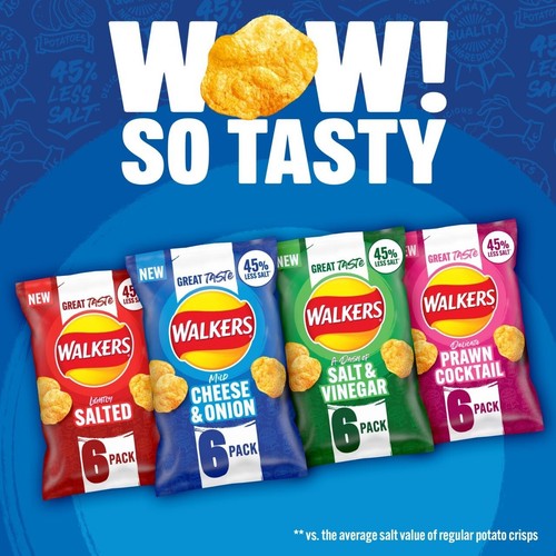 48 PACK Walkers Delicate Prawn Cocktail Crisps 48 Bags 25g 45% Less Salt - Picture 5 of 7