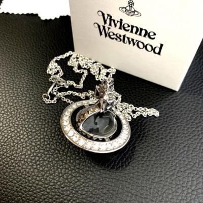 Vivienne Westwood Necklace Small Orb Silver Chain 80cm Top 4.5cm