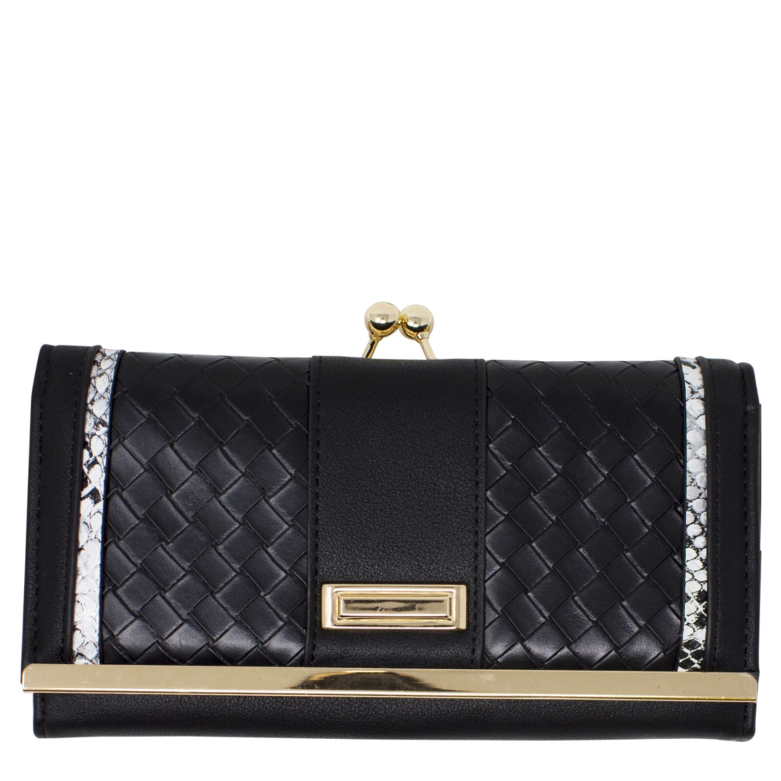 Woven Design Boxed Wallet Clip Top Purse Ladies Card Slots Hand Bag 1181 eBay