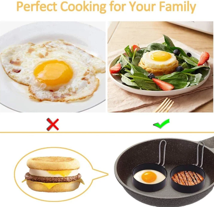 4件装蛋环模具烹饪不锈钢圆形煮蛋器戒指不粘 — 第 2/4 张图片